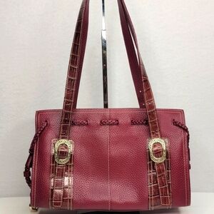 BRIGHTON Elegant Burgundy Leather Tote‎ Bag. P150